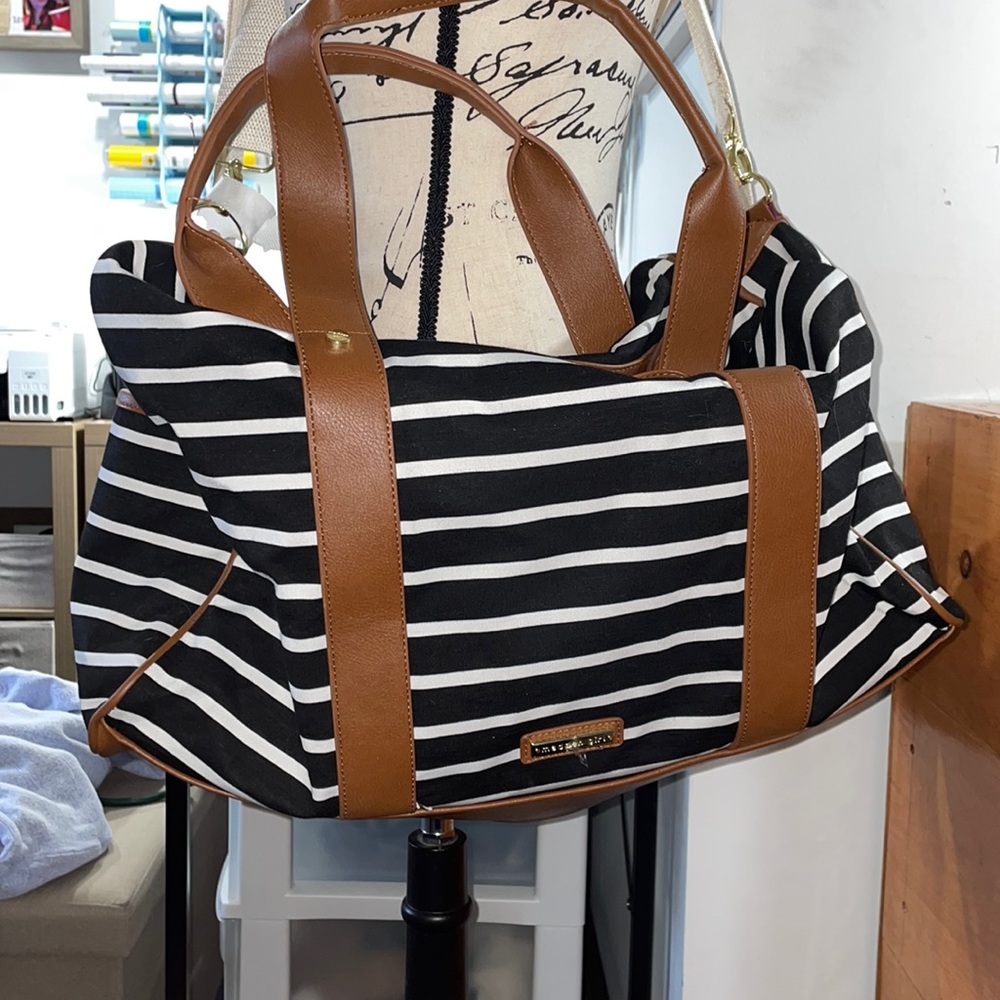 Steve Madden striped two bag duffel set